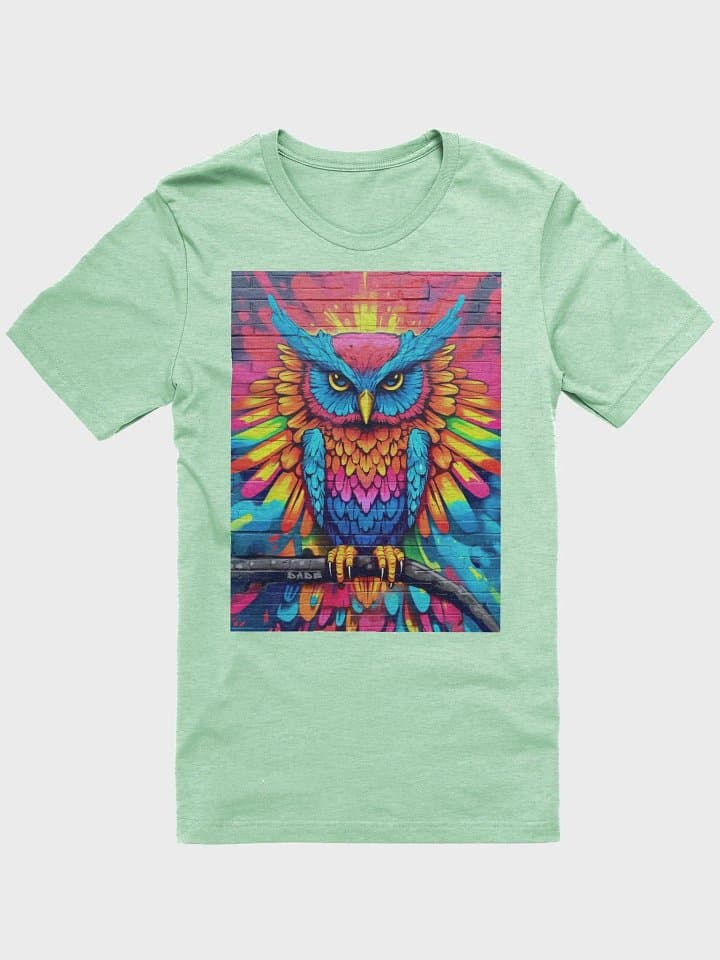 Rave Owl artwork printed on a shirt