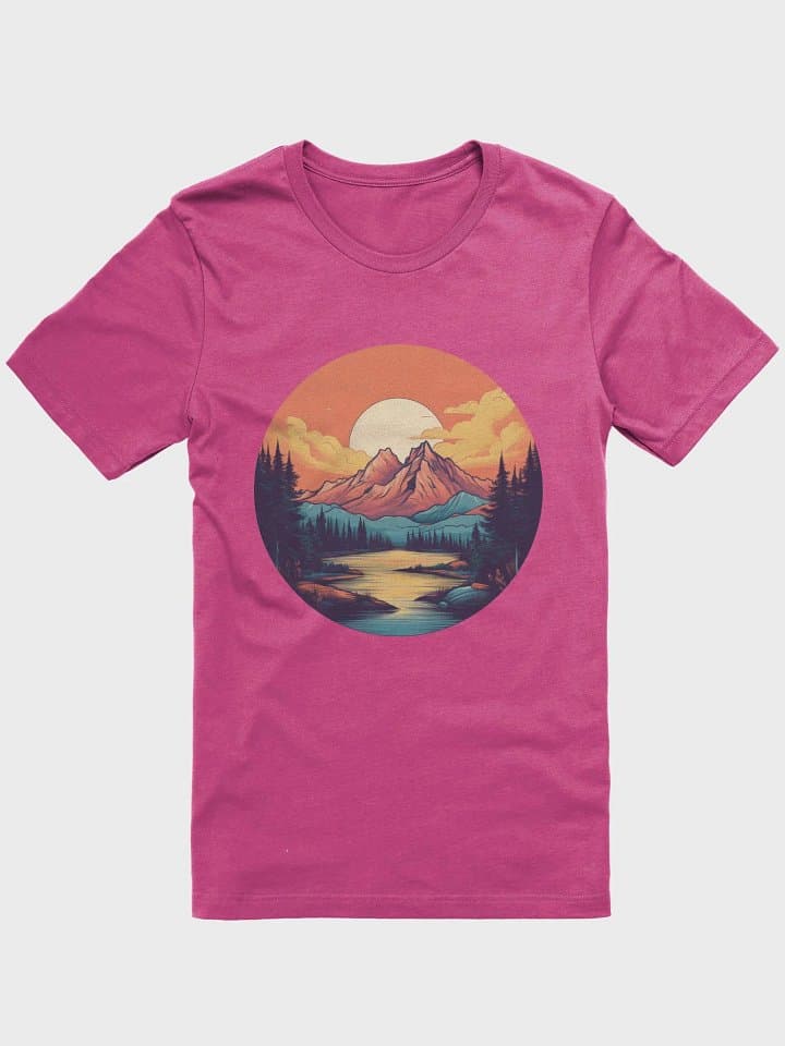 Sunset Mountains artwork printed on a shirt